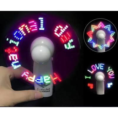 New Product Mini Portable Handy Led Custom Message Battery Fan for Vocal Concert