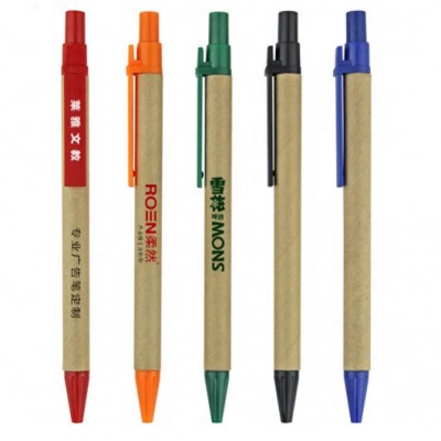 Customized logo print Kraft Paper Pens for Promotion