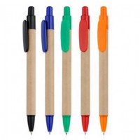 Cheap Promotional Kraft Paper Pens with plastic clip