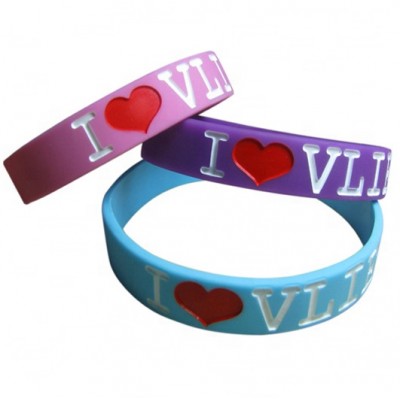 Debossed logo and fill in colors silicone wristband